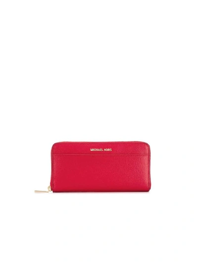 Shop Michael Kors Bright Red Jet Set Za Continental Wallet In Bright Red (red)