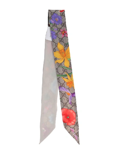 Shop Gucci Silk Twill Scarf In Bianco