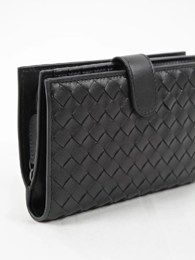 Shop Bottega Veneta Woven Detail Continental Wallet In Nero