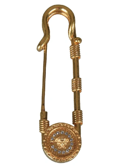 Shop Versace Medusa Safety Pin In Gold