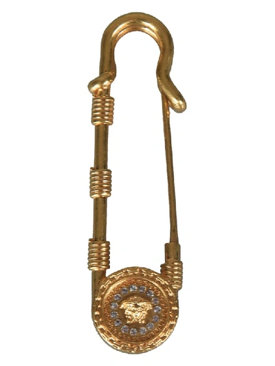 Shop Versace Medusa Safety Pin In Gold