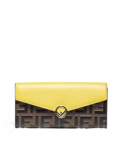 Shop Fendi Wallet In Maya Nero Sunflower