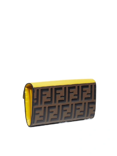 Shop Fendi Wallet In Maya Nero Sunflower