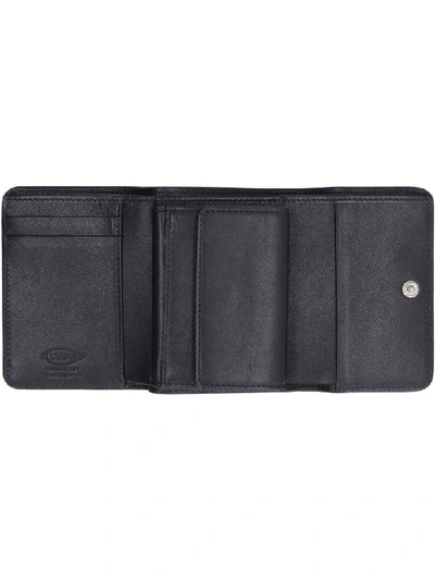 Shop Tod's Leather Small Flap-over Wallet In Black