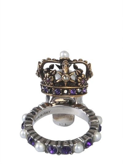 Shop Alexander Mcqueen Skull King Ring In Multicolor