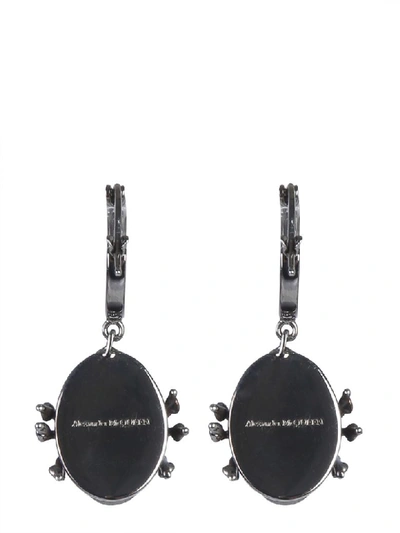 Shop Alexander Mcqueen Swarovski-studded Brass Earrings In Grigio