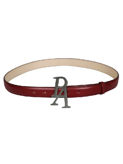Shop Palm Angels Thin Monogram Belt In Red/silver