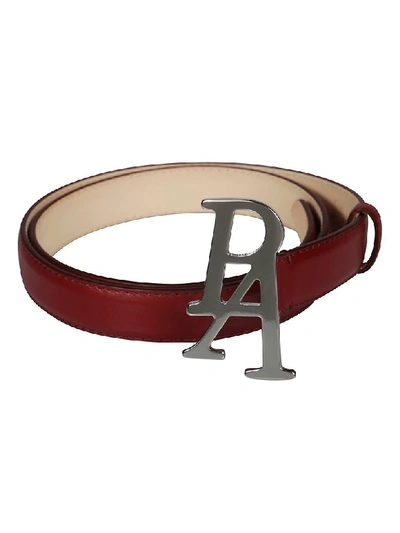 Shop Palm Angels Thin Monogram Belt In Red/silver