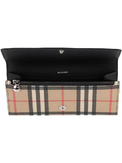 Shop Burberry Continental Wallet With Check Motif In Beige
