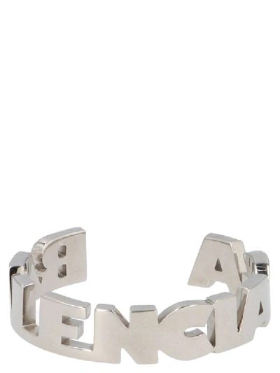 Shop Balenciaga Typo Bracelet In Silver