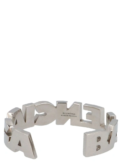 Shop Balenciaga Typo Bracelet In Silver