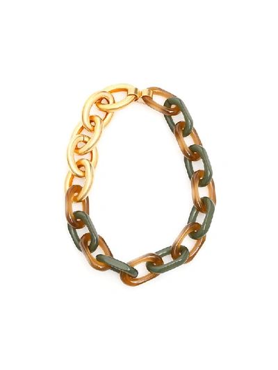 Shop Marni Chain Necklace In Gold (green)