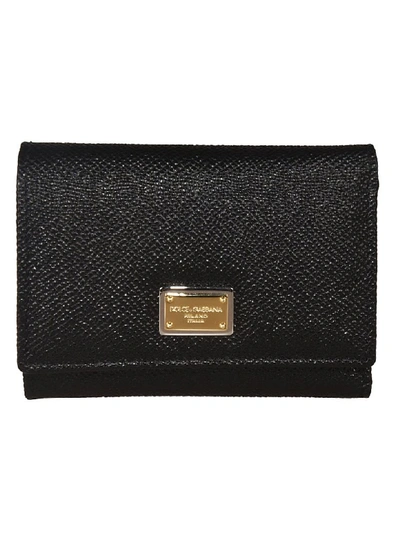 Shop Dolce & Gabbana Daphine Logo Plaque Wallet In Black