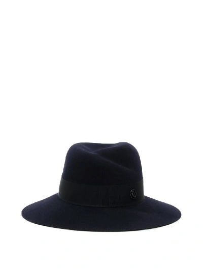 Shop Maison Michel Virginie Hat In Navy (blue)