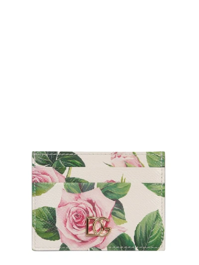 Shop Dolce & Gabbana Leather Card Holder In Bianco