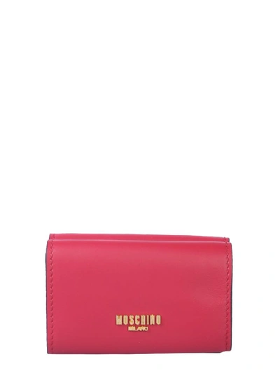 Shop Moschino Leather Wallet In Rosso