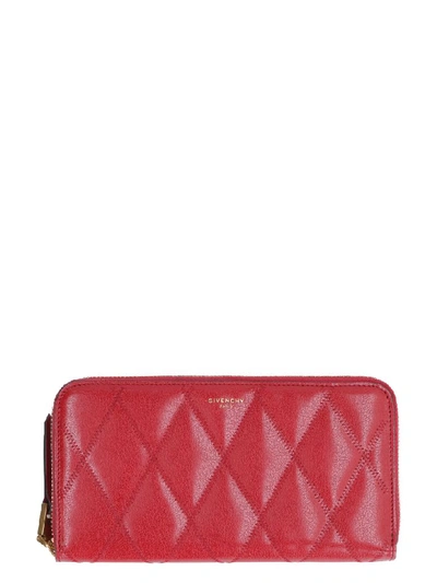 Shop Givenchy Gv3 Leather Zip Around Wallet In Red
