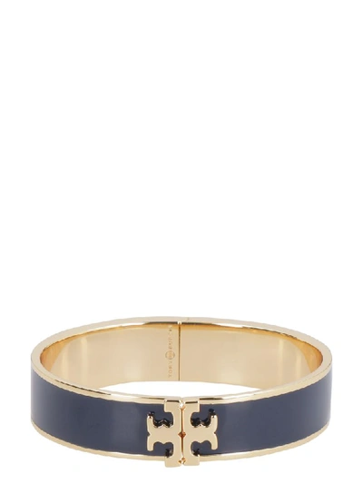 Shop Tory Burch Enamel Brass Bracelet With Logo In Blue
