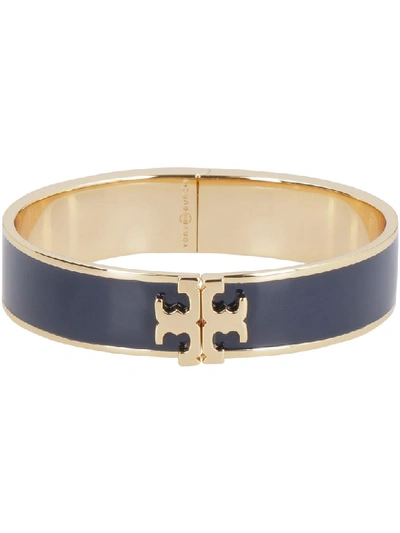 Shop Tory Burch Enamel Brass Bracelet With Logo In Blue