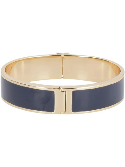Shop Tory Burch Enamel Brass Bracelet With Logo In Blue