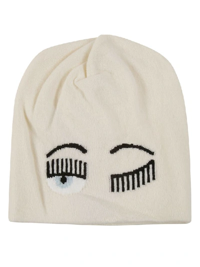 Shop Chiara Ferragni Flirting Eye Beanie In White