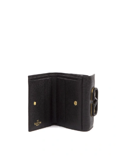 Shop Valentino V Logo Black Leather Wallet