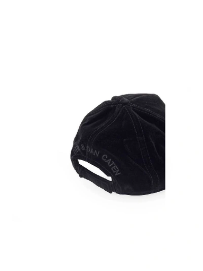 Shop Dsquared2 Black Velvet Sequins Baseball Cap In Nero (black)