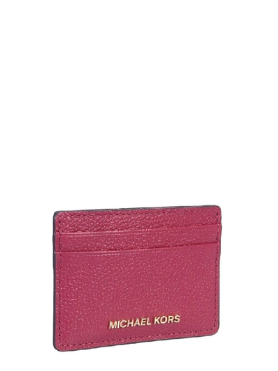 Shop Michael Michael Kors Jet Set Card Holder In Bordeaux