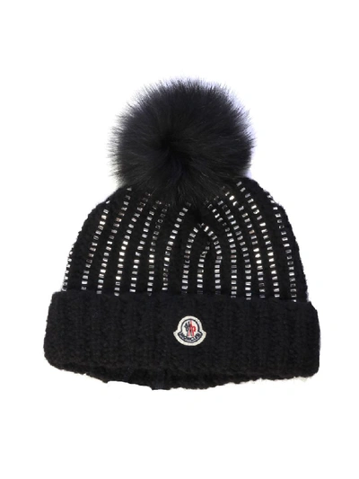 Shop Moncler Ponpon Knit Tricot Logo/berretto Tricot In Black