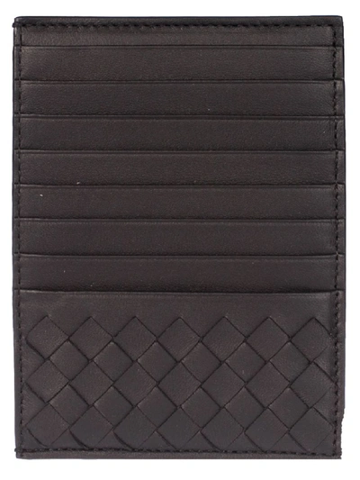 Shop Bottega Veneta Woven Card Holder In Nero