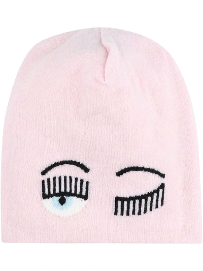 Shop Chiara Ferragni Flirting Knitted Beanie In Pink