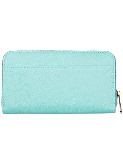 Shop Dolce & Gabbana Victoria Flamingo Wallet In Celeste Medio