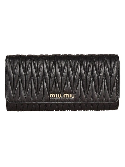 Shop Miu Miu Quilted Continental Wallet In Nero