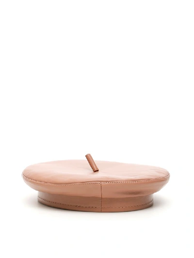 Shop Ruslan Baginskiy Leather Beret In Caramel (pink)