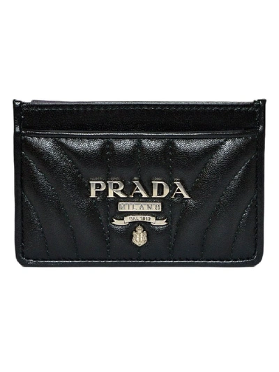 Shop Prada Credit Card Holder Diagramma Coin Purse In Black
