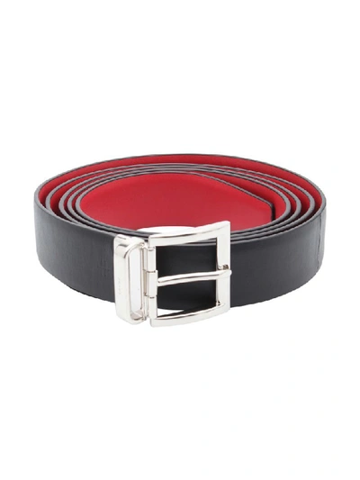 Shop Prada Leather Belt In Black Fire