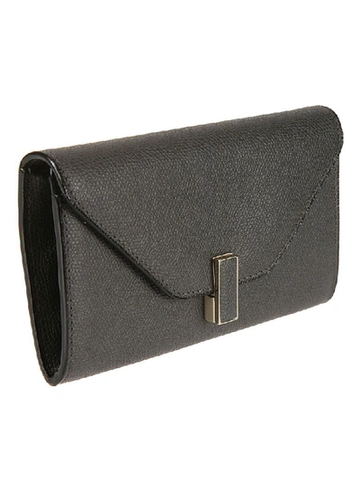 Shop Valextra Foldover Top Wallet In London Smoke