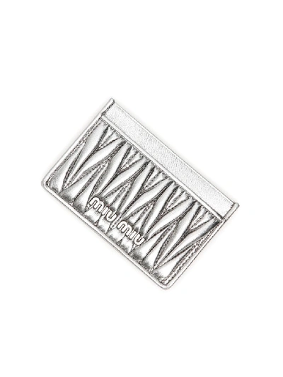 Shop Miu Miu Silver-laminated Cardholder In Cromo (silver)