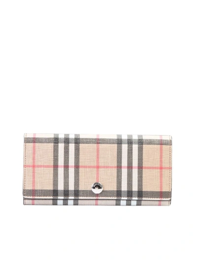 Shop Burberry Checked Wallet In Brown