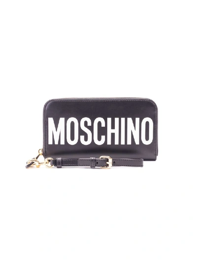 Shop Moschino Leather Wallet In Black