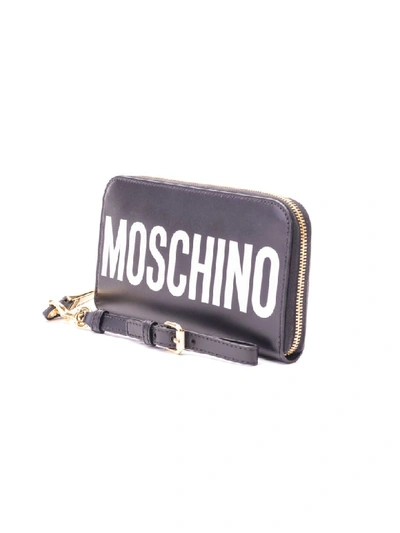 Shop Moschino Leather Wallet In Black