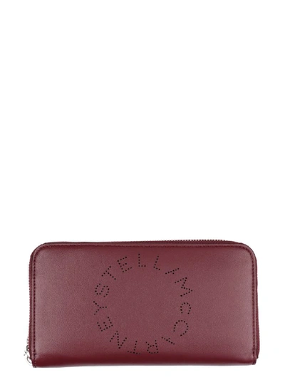 Shop Stella Mccartney Faux Leather Zip-around Wallet In Burgundy