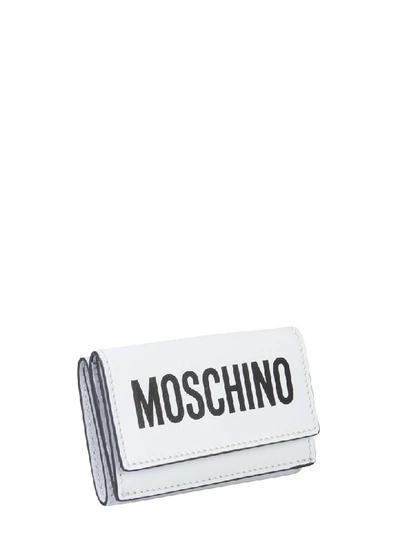 Shop Moschino Leather Wallet In Bianco
