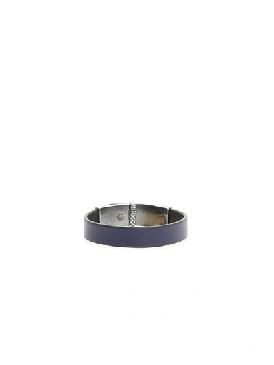 Shop Bottega Veneta Leather Bracelet In Atlantic Atlantic Nero (blue)