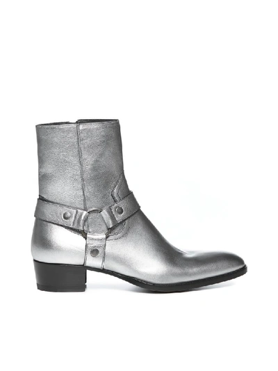 Shop Saint Laurent Boots In Argento/nero