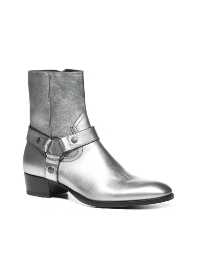 Shop Saint Laurent Boots In Argento/nero