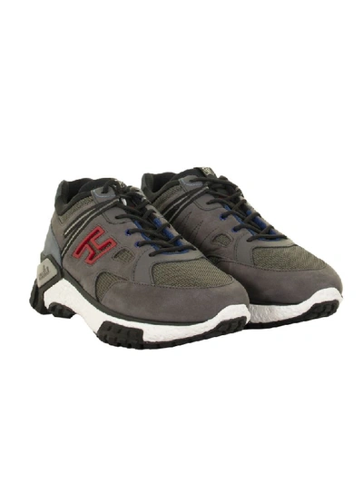 Shop Hogan H477 Sneakers Grey And Red In Grey/red