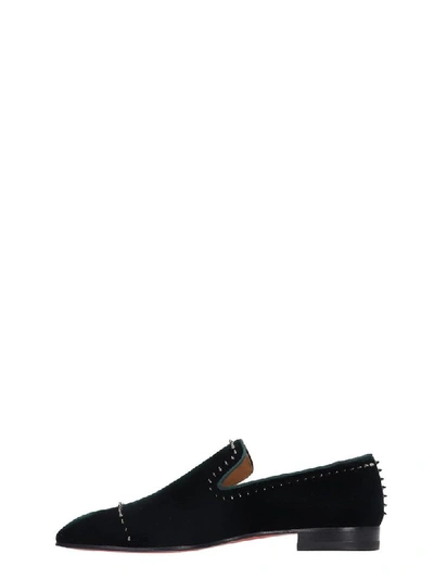 Shop Christian Louboutin Dandeton Flat Loafers In Green Velvet