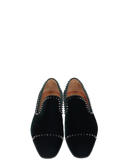 Shop Christian Louboutin Dandeton Flat Loafers In Green Velvet