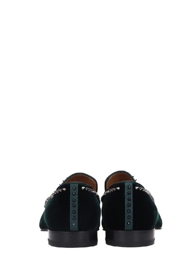 Shop Christian Louboutin Dandeton Flat Loafers In Green Velvet